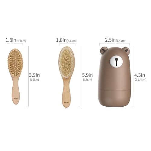 6-in-1 Baby Grooming Set, Natural Wooden Hairbrush and Comb, Nail Clippers,Nail Scissors, Nail File and Tweezers for Kids and Newborns in Nice Gift Box thumbnail 8
