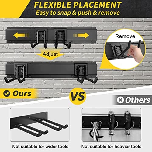 UUP 48" Garage Tool Organizer Wall Mount, 440lbs Garden Garage Storage Garage Organization with Adjustable Heavy Duty Hanging Hooks, Yard Rack Hanger System Shovel Rake Broom Ladder Holder, Men Gift thumbnail 3