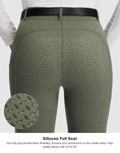 SANTINY Women's Horse Riding Pants Zipper Pockets Silicone Full-Seat Breeches Equestrian Schooling Tights for Women thumbnail 3