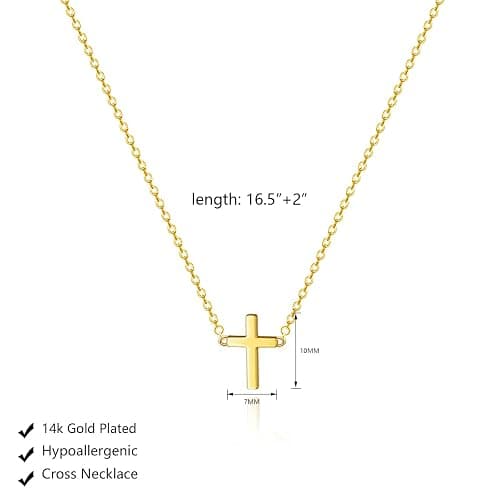 HERIER Cross Necklace for Women, Dainty 18K Gold Plated Small Cross Pendant Necklace Simple Gold Cross Necklaces for Women Trendy Gold Jewelry for Women Gift - Tiny Cross-Gold thumbnail 5