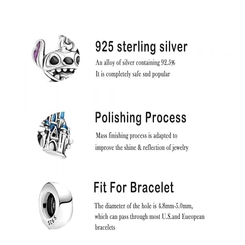 HappyStar beads charms,passt Charms Armbänder Halskette Europäischen Schmuck ，Bead Charms für Damen,925 Sterling Silber Dangle Anhänger thumbnail 5