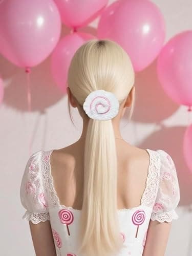 White Fluffy Fish Cake Hair Clips Cute fuzzy Hair Clips for Women Girls Y2K Anime Buns Kawaii Lolita Accessories Stylish Headpieces for Cosplay Halloween New Year Party thumbnail 5