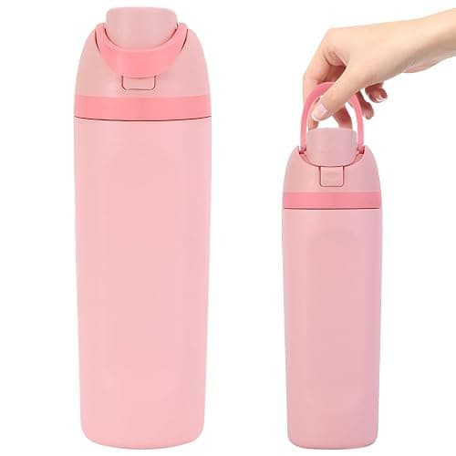 Water Bottle Insulated, 24oz Stainless Steel Water Bottles with Straw & Handle, Portable Vacuum Cup for Home, Gym, School, Office (Pink) thumbnail 2