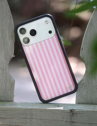 Wildflower Cases - iPhone 17 Pro Compatible - Pink Stripes | Impact-Certified 6.5 ft Drop Protection Case, Raised Protective Bumper, Cute Aesthetic Design, Women-Owned Small Business thumbnail 6