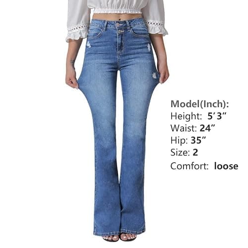 VIPONES Women's Flare Bell Bottom Jeans High Waisted Wide Leg Bootcut Jeans Stretchy Denim Pants thumbnail 5