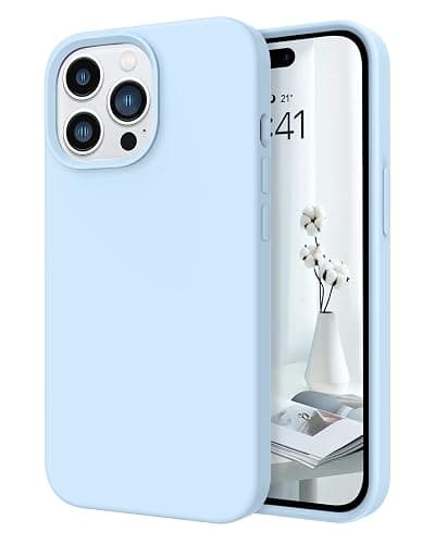 Telaso for iPhone 14 Pro Case, Liquid Silicone Soft Gel Rubber iPhone 14 Pro Phone Case Slim Case with Microfiber Lining Shockproof Protective Phone Cover, Light Blue - Image 1