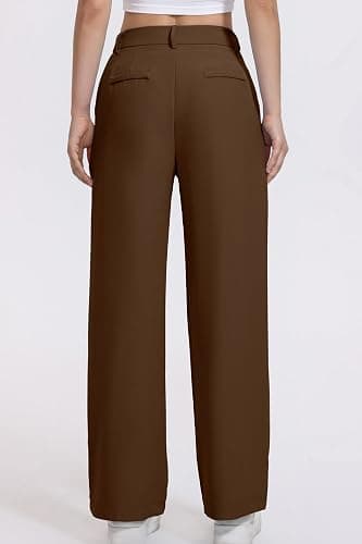 QINSEN Wide Leg Dress Pants for Women High Waisted Wrinkle Free Work Pants with Pockets Casual Slack thumbnail 2