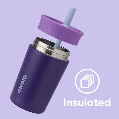 Owala Tumbler Kids Stainless Steel Water Bottle 12 oz Peacock Palace | Insulated | Spill-Resistant Lid | Reusable Straw | Double-Wall Vacuum Insulation | Cup-Holder Friendly thumbnail 4