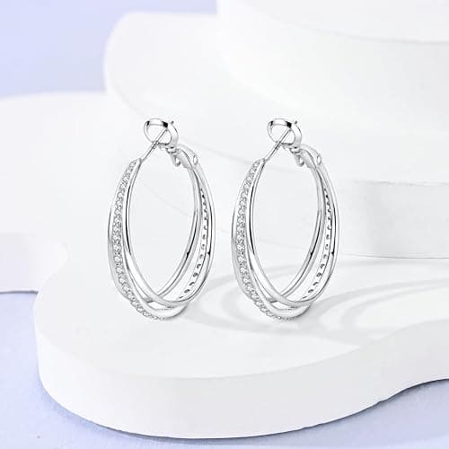 Parmuz Creolen aus 925er-Sterlingsilber für Damen Schmetterling groß, klein, Huggie, verschiedene hypoallergene, modische, trendige Ohrringe, Schmuck für Geburtstagsfeier thumbnail 5
