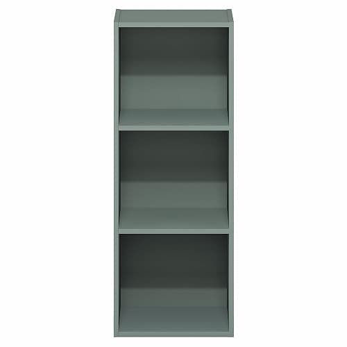 Furinno LUDER Book Shelf, 3-Cube Bookshelf, Bookcase with Open Shelves, 9.3 x 12 x 31.5, Easy Assembly, for Living Room, Bedroom, Home Office, Sage Green thumbnail 7