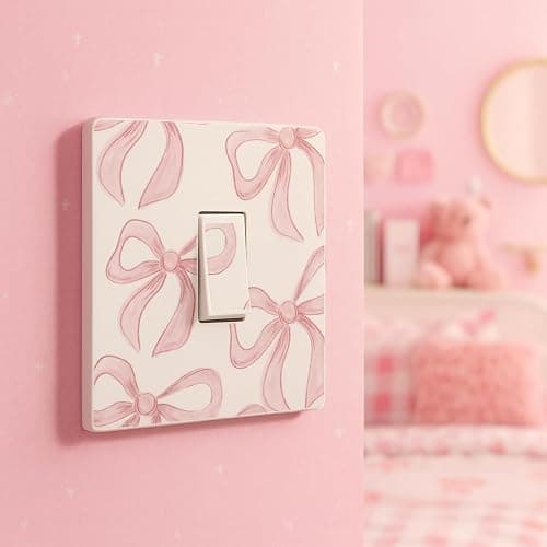 stika.co Set of 2 Pink Bow Light Switch Sticker Cover Designs - Single Switch - Cute Removable Vinyl Decal for Girls Bedrooms, Nurseries & Playrooms thumbnail 2