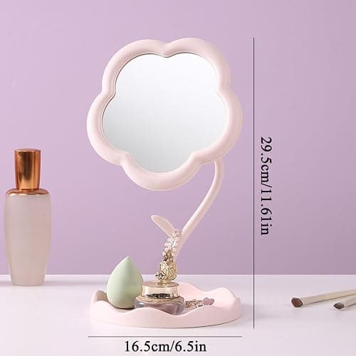 RUIGOMRU Blumenförmiger Schminkspiegel für den Schreibtisch, Schminkspiegel für Schlafzimmer, Wohnzimmer und minimale Räume, Raumdekor, Heimdekoration thumbnail 3