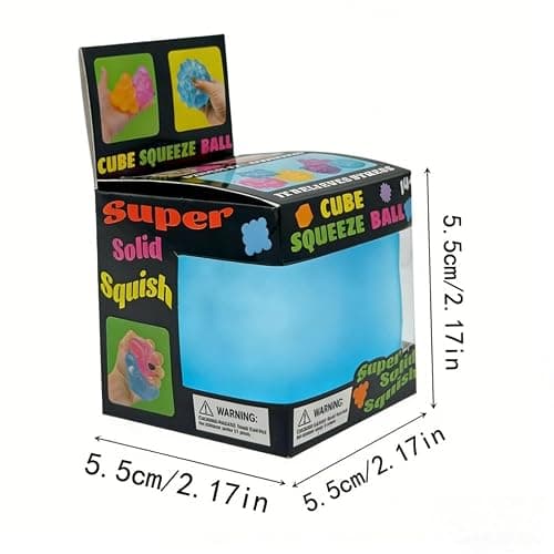 Soft Rubber Squeeze Toys, Exquisite Cube, Cooling Cube Toy, Stress-Relief Toy，Squeeze Cube Balls for Children and Adults to Relieve Anxiety and Stress; Exquisite Cube Ball Set (with Box) – Blue thumbnail 3