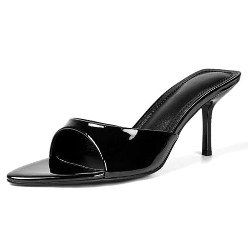 QIV Leopard Kitten Heels Pointed Toe Mule Heels for Women Open Toe Kitten Heel for Party Dressy Wedding - Image 1