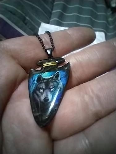 AttractionOil.com Blue Gray Wolf Arrowhead Necklace thumbnail 5