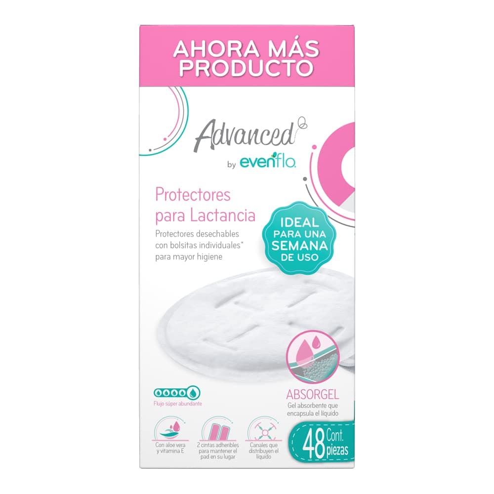 Advanced by Evenflo, Protectores para Lactancia, Paquete de 48 piezas, con Sistema Absorgel Antiescurrimientos, MEX - Image 1