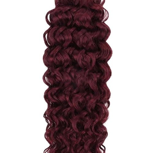 Heiowuio Brazilian Remy Hair Bundles Human Hair Extension #99j Burgundy Red Water Wave Unprocessed Menschliches Haar Tissage Brazilianne Real Human Hair 100g/Bundles 12 Inch thumbnail 4