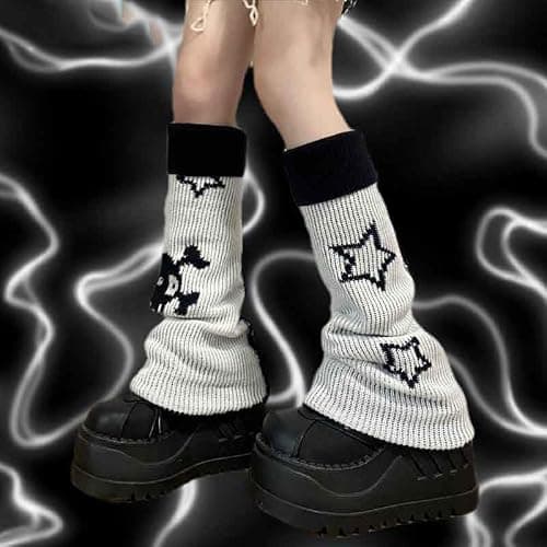 BXCNCKD Gothic Skull Print Two Side Wear Knitted Leg Warmers Socks Y2k Star Punk Girls Japanese Kawaii Streetwear Leg Cover thumbnail 5