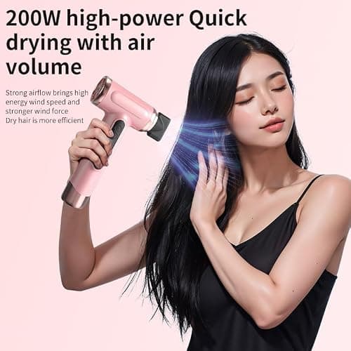 Vikye Cordless Hair Dryer,15000mAh Rechargeable Hair Dryer,3 Adjustable Cold Hot Wind,200W Battery Operated Hair Dryer for Travel Camping thumbnail 5