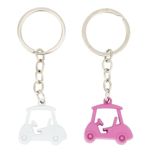 Mikovivi 2pcs Golf Cart Keychains, Stylish Zinc Alloy Key Ring Golf Themed Key Holder Perfect Souvenir for Players and Fans - Image 1