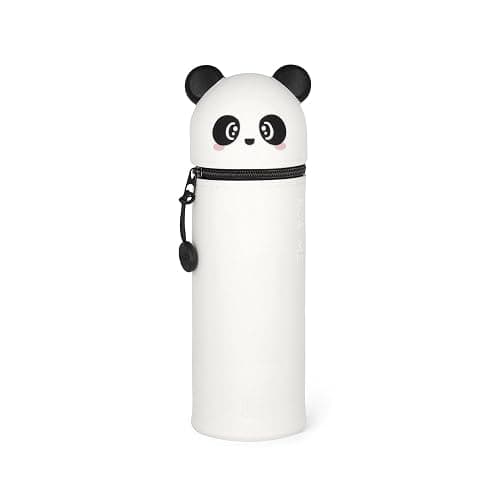 Legami - Estuche escolar Kawaii 2 en 1 de silicona blanda, tema Panda, portabolígrafos de mesa, cremallera, lápices de colores rotuladores, H 18,5 cm - Image 1