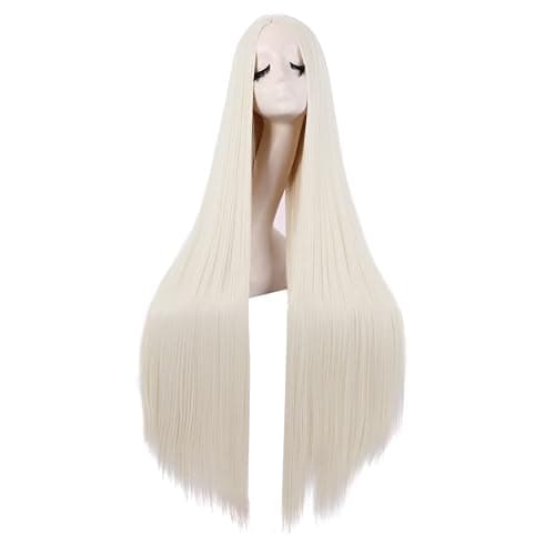 MapofBeauty 40 Inch/100 cm Fashion Straight Long Costume Anime Cosplay Anime Wig (Platinum Blonde) - Image 1