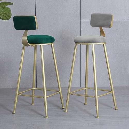 YOUQUEEN Office Chair Bar Stool Bar Chair with Flannel Metal Frame and Back High Bar Chair Suitable for Living Room, Dining Room, Kitchen Home Office Desk Chairs(Pink) thumbnail 4
