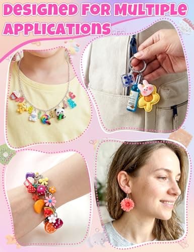RQAYE 80pcs DIY Cute charms for bracelets Resin Charms for DIY Keychain & Jewelry Making – Mini Fruit,Candy,& Animal Style Charm for Crafts thumbnail 4