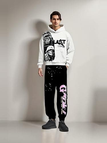 Obenie Retro Y2K Hoodie Gothic Casual Alphabet Blast Print Pattern Skull Fashion Hoodie Men Harajuku Men Clothing thumbnail 3