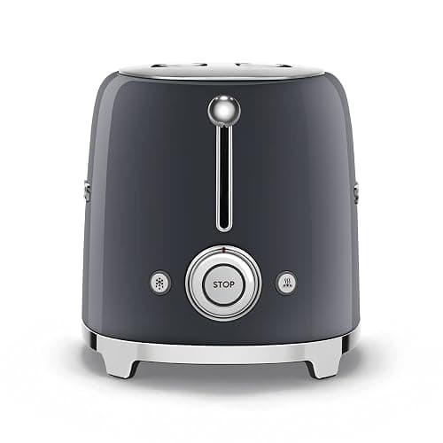 Smeg 50's Retro Style 2-Slice Toaster, 6 Browning Levels, Toast 1 Side, Reheat or Defrost, Removable Stainless Steel Crumb Tray, Slate Grey, TSF01GRUS thumbnail 5