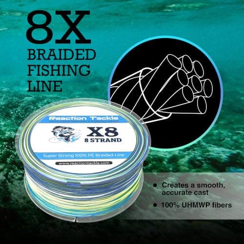 Reaction Tackle Braided Fishing Line - Pro Grade Power Performance for Saltwater or Freshwater Fish - Colored Fishing Line Braid for Extra Visibility thumbnail 5