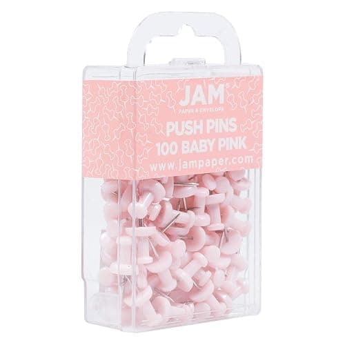 JAM PAPER Colorful Push Pins - Baby Pink Pastel Pushpins - 100/Pack thumbnail 2
