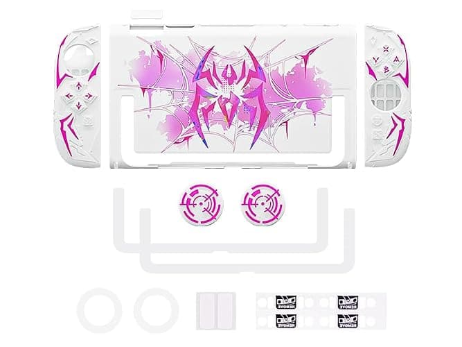 PlayVital Cyber Spider Protective Case for Nintendo Switch 2, Ergonomic Anti-Slip Silicone Grip Covers, Dockable Hard Case Shell for Switch 2 with Joystick Cap & Sticker, Shockproof Skin - White thumbnail 7