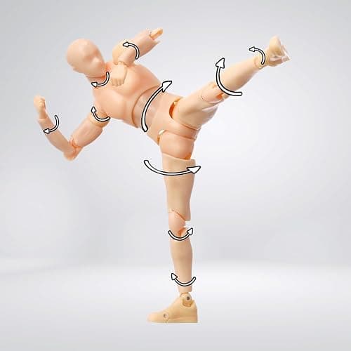 Artists Manikin Art Mannequin Figures Supplies Drawing Tools,Small Drawing Figure Model for Sketching,Painting,Action Figure Set(Flesh,Male) thumbnail 2