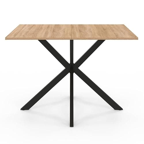 IDMarket – Mesa de comedor rectangular Alix 6 personas Pie araña Madera y Negro 110 cm thumbnail 4