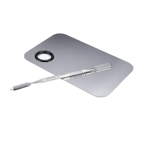 Stainless Steel Cosmetic Makeup Palette, Professional Cosmetic Mixing Makeup Palette Spatula Makeup Artist Tool, Beauty Salon Color Cream Mixing Palette With A Spatula Makeup Nail Art Palette thumbnail 6