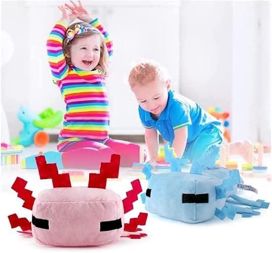 HQRYSH Axolot Plush Stuffed Toy Soft Pillow, Suitable for Video Game Enthusiasts, Children's Birthday Parties, Christmas Holiday Preferred Gift (Blue) thumbnail 2