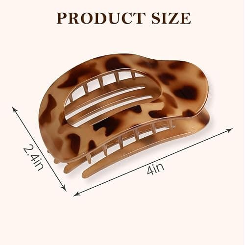 Large Flat Round Hair Clips Leopard Print Hair Claw Clips -Duckbill Clips for -Clips for Womens 3 Pcs - Strong Hold Hair Clips for Thin Thick Curly Hair thumbnail 3