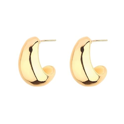 6 Pairs 14K Gold Plated Hoop Earrings for Women Lightweight Chunky Hoop Earrings Multipack Hypoallergenic, Thick Open Twisted Huggie Hoops Earring Set Jewelry for Gifts. thumbnail 9