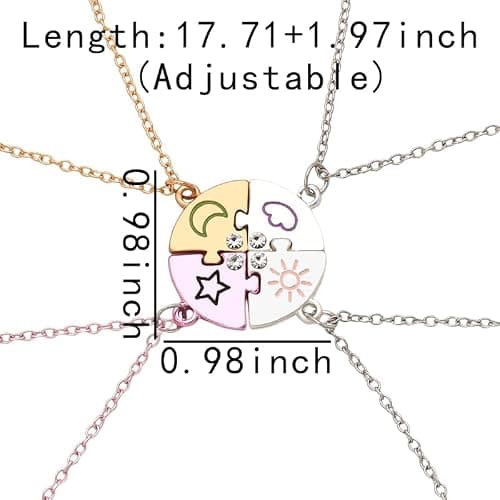 Best Friend Friendship Necklaces for 3 Sisters Birthday Gifts for Big Middle Little Sister Puzzle Necklace for 3 4 Friends thumbnail 2