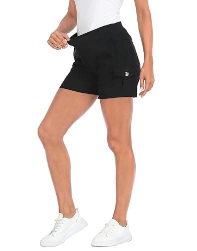 HDE Women's Cargo Shorts with Pockets High Waisted Pull On Stretch Casual Shorts thumbnail 6