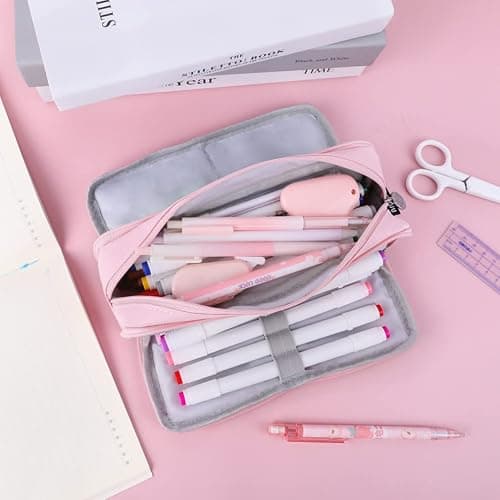iSuperb Large Pencil Case 3 Compartments Pencil Pouch Big Capacity Pencil Bag for Kids Teen Girls Boys Student School Supplies Oxford Organizer Pen Bag Cosmetic Makeup Pouch thumbnail 3