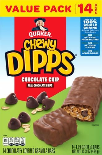 Quaker Chewy Dipps Granola Bars Chocolate Chip, 1.09 oz, 14 Ct thumbnail 4