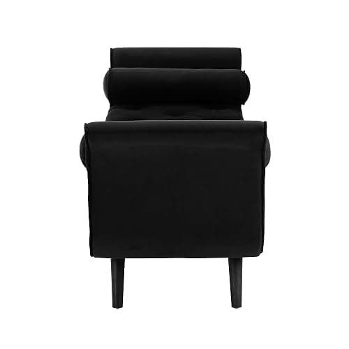 Hdxdkog Storage Bench for Bedroom End of Bed, 65" Velvet Upholstered Rolled Armed Button Tufted Stool Bench, Storage Ottoman Long Bench with with 2 Pillows for Entryway (Black) thumbnail 6