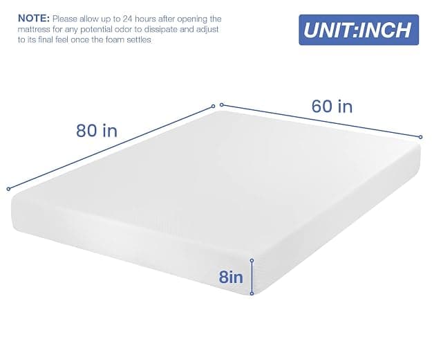 FDW | 8 Inch Queen Mattress | Medium Firm | Gel Memory Foam Mattress | White | Bed in a Box, CertiPUR-US Certified | Pressure Relief, Cooling Ventilated Foam | Washable Removable Cover thumbnail 7