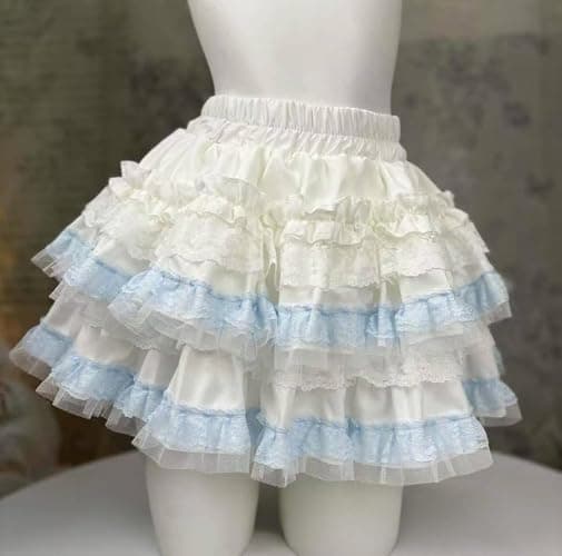 MANGMAO Y2k 2000s Gyaru Ruffle Layered Bloomers Cutecore Lolita Tiered Mini Skirt Teen Girls thumbnail 2