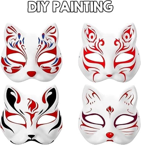 Musaner 20 PCS Cat Mask DIY White Therian Masks to Paint Blank Animal Dress Up Masks for Holiday Party Cosplay, 7.1X6.7in thumbnail 5