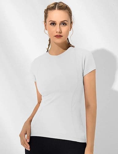 Loovoo Women Workout Shirts 1/2/3 Pack Athletic Compression Tee Dry Fit Yoga Gym Basic Tops thumbnail 2