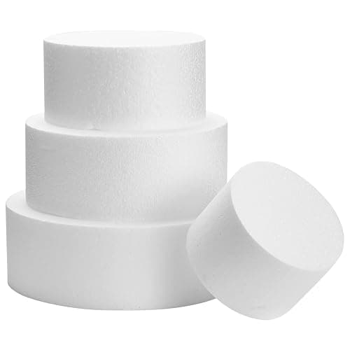 Juvale Round Foam Cake Dummy - Wedding Cake Display Platform - Stackable Tier Stacking Kit - Practice Decorating Supplies - 6", 8", 10" & 12" Tiers, 16" Tall thumbnail 6