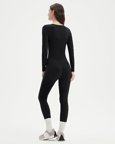 SUUKSESS Women 2 Piece Workout Set Tummy Control Legging Long Sleeve Workout Top thumbnail 5
